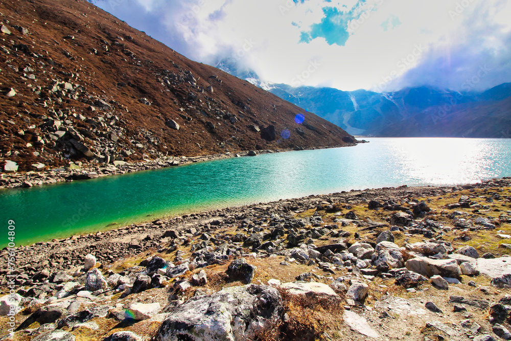 custom made wallpaper toronto digitalThe Emerald green Gokyo Lake No 2, also called Taboche Tsho, part of a series of 5 high altitude lakes in the Gokyo region of Khumbu and a Ramsar wetland in Nepal