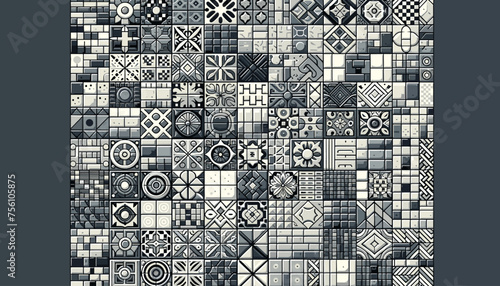 Concept of image of tiled wall with a sense of structure and artistry. Vector illustration.