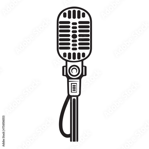 Microphone in cartoon, doodle style . Image for t-shirt, web, mobile apps and ui. Isolated 2d vector illustration in logo, icon, sketch style, Eps 10, black and white. AI Generative