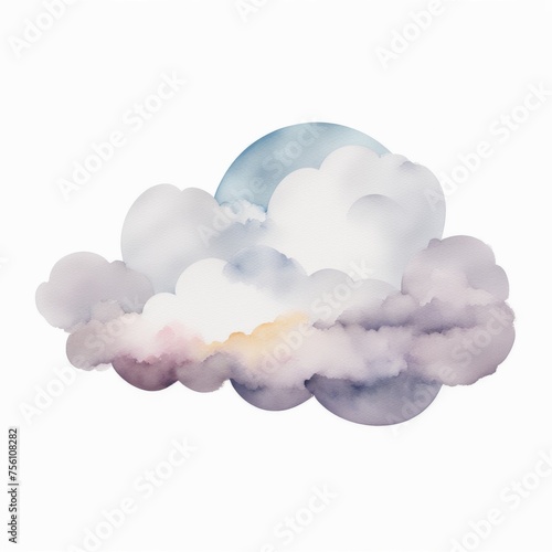 blue cloud, of stain splash watercolor. cartoon clouds isolated © slowbuzzstudio