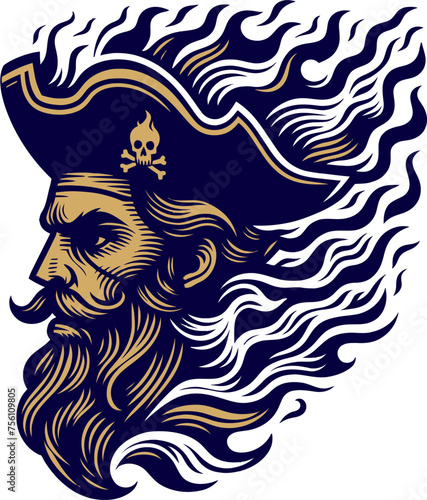 fire flame pirate head vector illustration