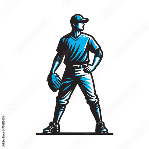 professional athlete man playing baseball black outline vector illustration