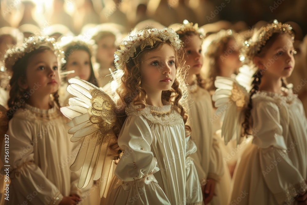 A Celestial Gathering on Stage: Kids Embody Angelic Grace in an Easter Theatrical Event