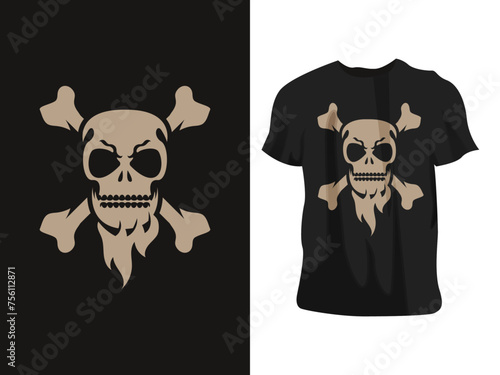 vector illustration of bearded skull head with the bones behind him ,  perfect for t-shirt, singlet, apparel, clothing line, hoodie, streetwear