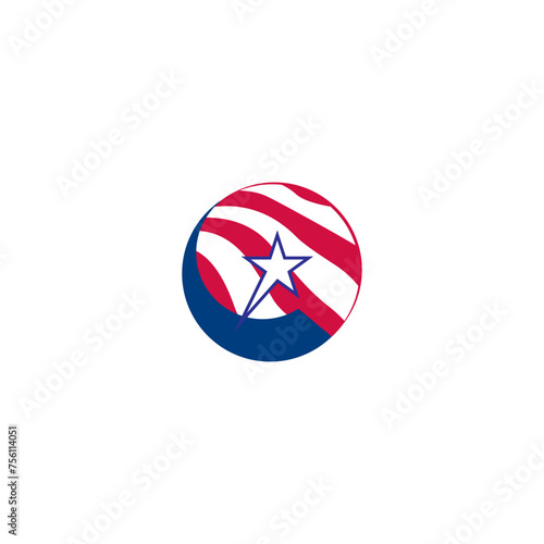 America flag political round circle globe world map logo design