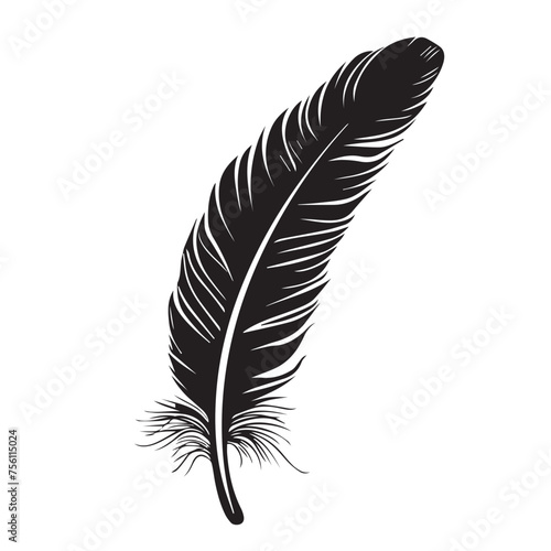 Feather in cartoon  doodle style . Image for t-shirt  web  mobile apps and ui. Isolated 2d vector illustration in logo  icon  sketch style  Eps 10  black and white. AI Generative