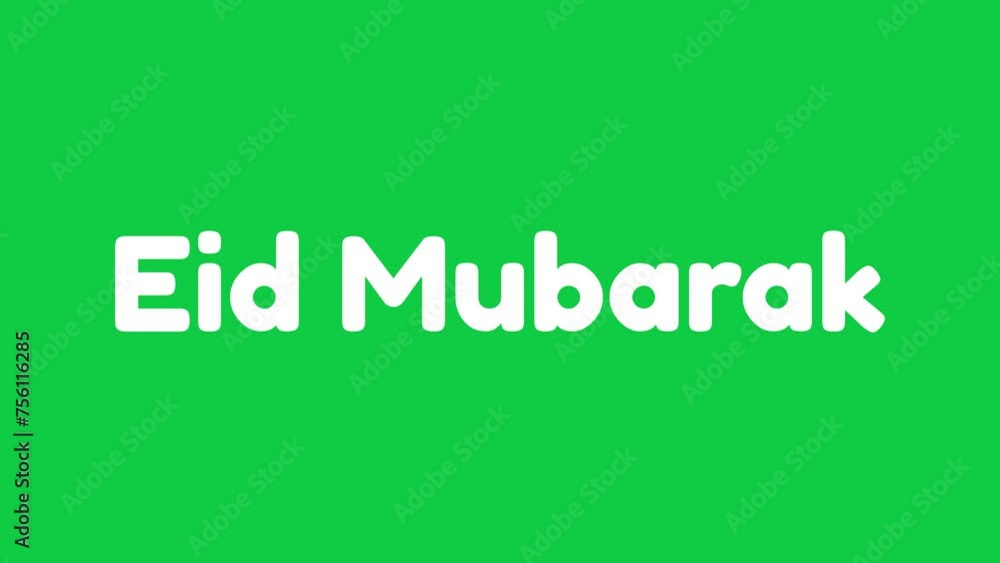 Eid Mubarak lettering with bouncing text effect in green screen background. Perfect for celebrating Eid Al-Fitr or Eid Al-Adha around the world. 4K Islamic footage video. Eid Mubarak lettering with bouncing text effect in green screen background. Perfect for celebrating Eid Al-Fitr or Eid Al-Adha around the world. 4K Islamic footage video.