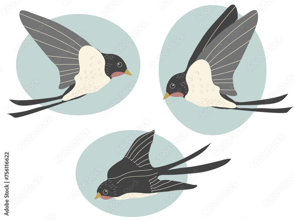 Obraz premium 燕のイラストセット