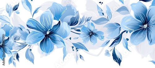 Abstract Flower Pattern in Blue Color for Interior Design and Textile Industry