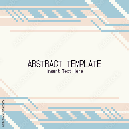 Futuristic Style Blue nad Peach Minimal Pixel Art Frame with White Backdrop, Template based Illsutration