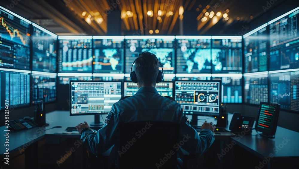 Dynamic team in operations control room optimizing global supply chain, high-tech ambiance, efficiency in motion Dynamic team in operations control room optimizing global supply chain, high-tech ambiance, efficiency in motion