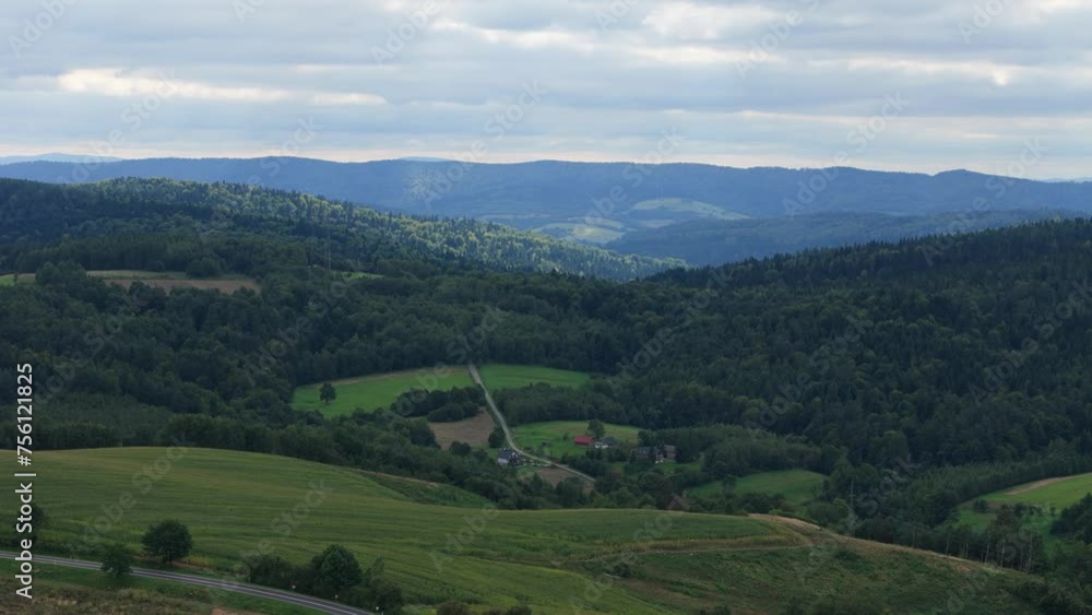 Beautiful Landscape Mountains Bieszczady Bircza Leszczawa Aerial View Poland Beautiful Landscape Mountains Bieszczady Bircza Leszczawa Aerial View Poland