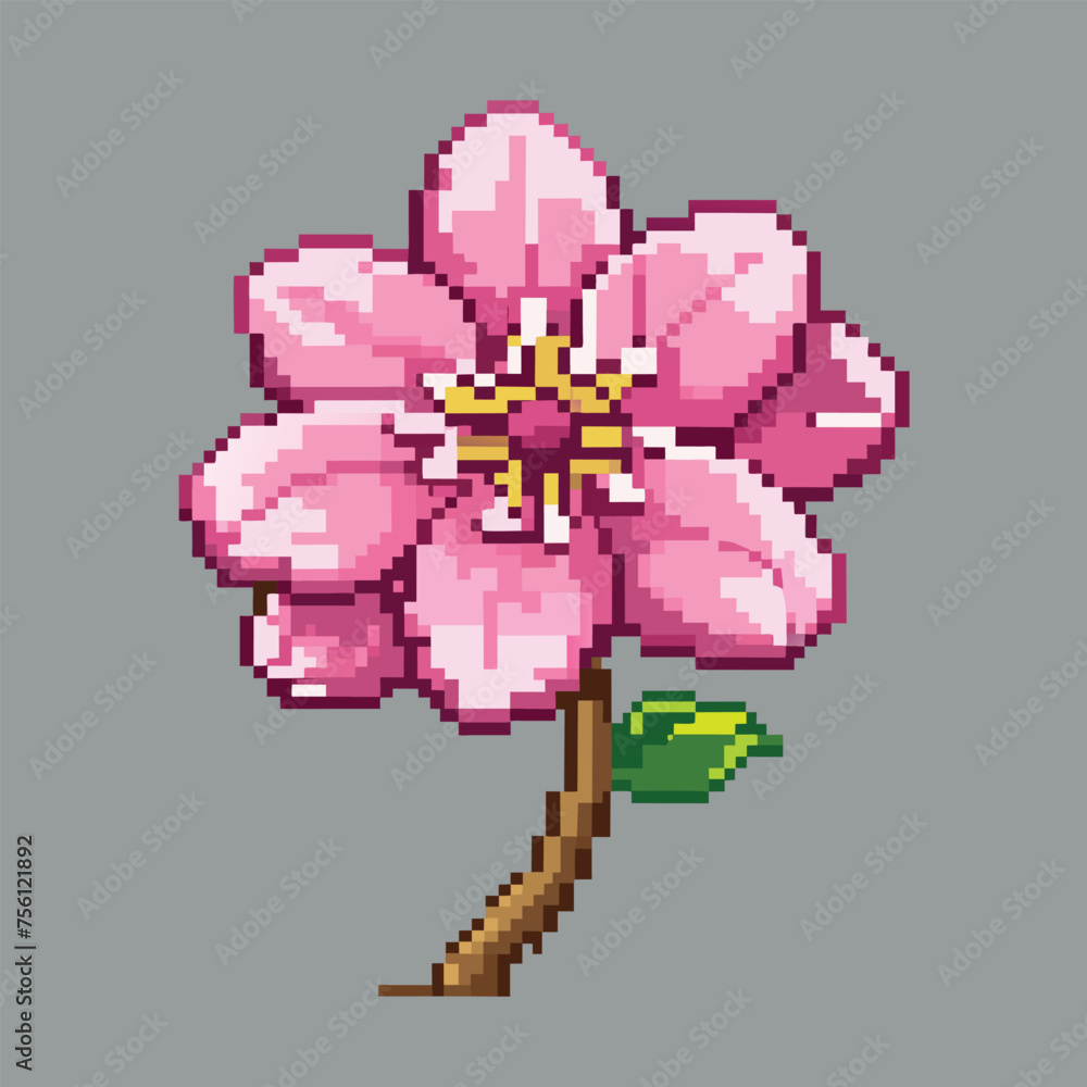 Obraz premium Pixelated a drawing of a sakura flower