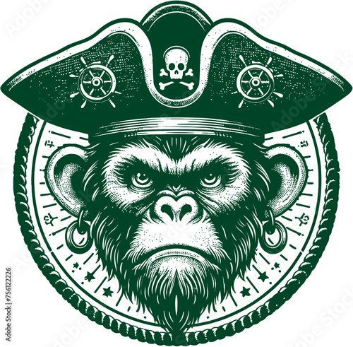 illustration of Pirate monkey head vector
