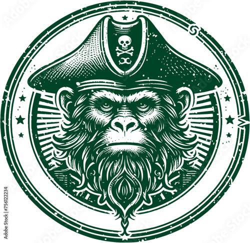 illustration of Pirate monkey head vector