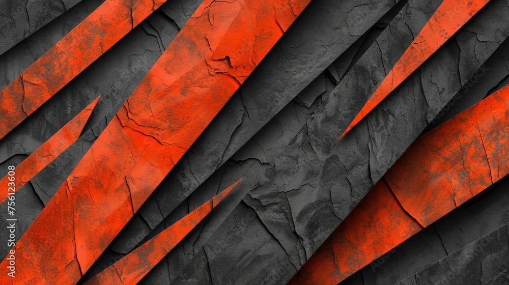 Vibrant 3d abstract background in black and orange tones, dynamic and bright visual artwork