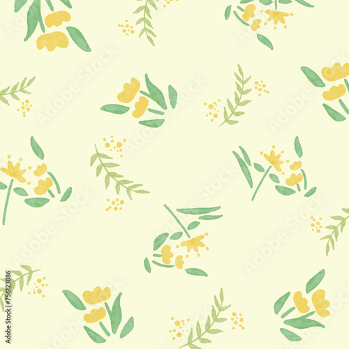 黄色の花のパターンイラスト素材