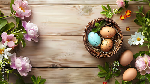 Easter Eggs and Flower Basket Decorations
