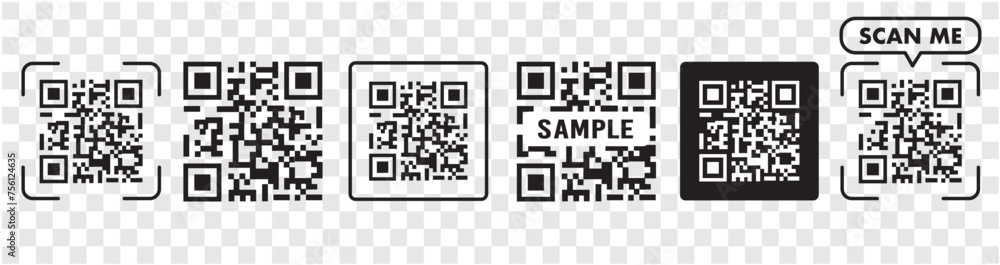 QR code Scan icon. QR code scan payment Digital scanning smartphone illustration vector. QR code Scan icon. QR code scan payment Digital scanning smartphone illustration vector.