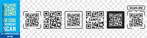 QR code Scan icon. QR code scan payment Digital scanning smartphone illustration vector.