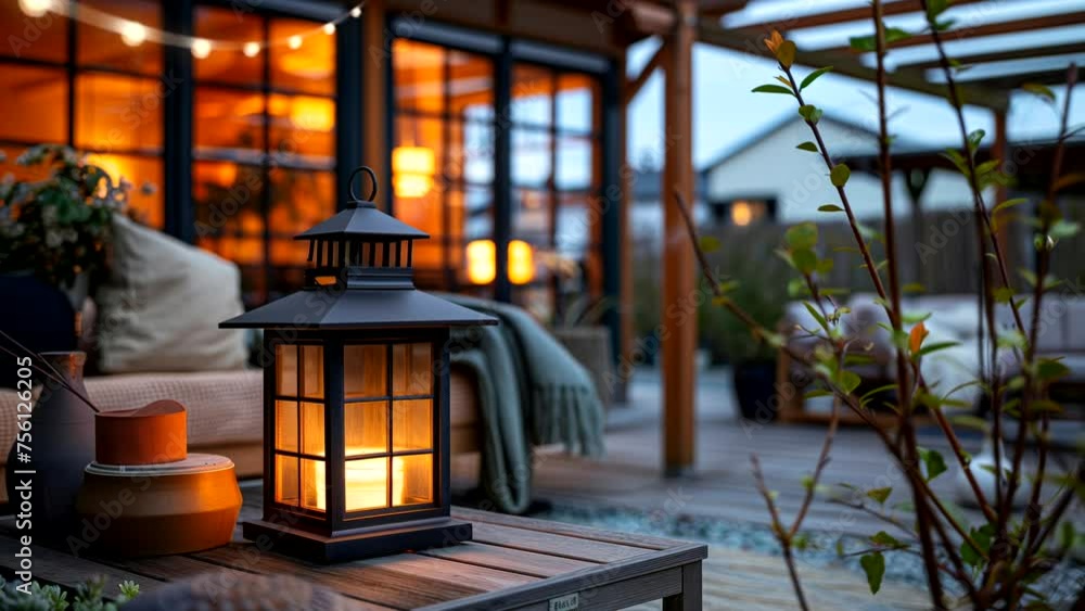 Lanterns outside the villa courtyard. seamless looping 4k time-lapse video background Lanterns outside the villa courtyard. seamless looping 4k time-lapse video background