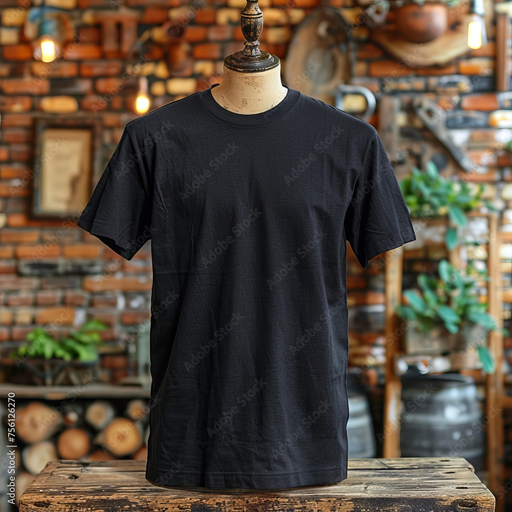 Black t-shirt hanging mockup Black t-shirt hanging mockup
