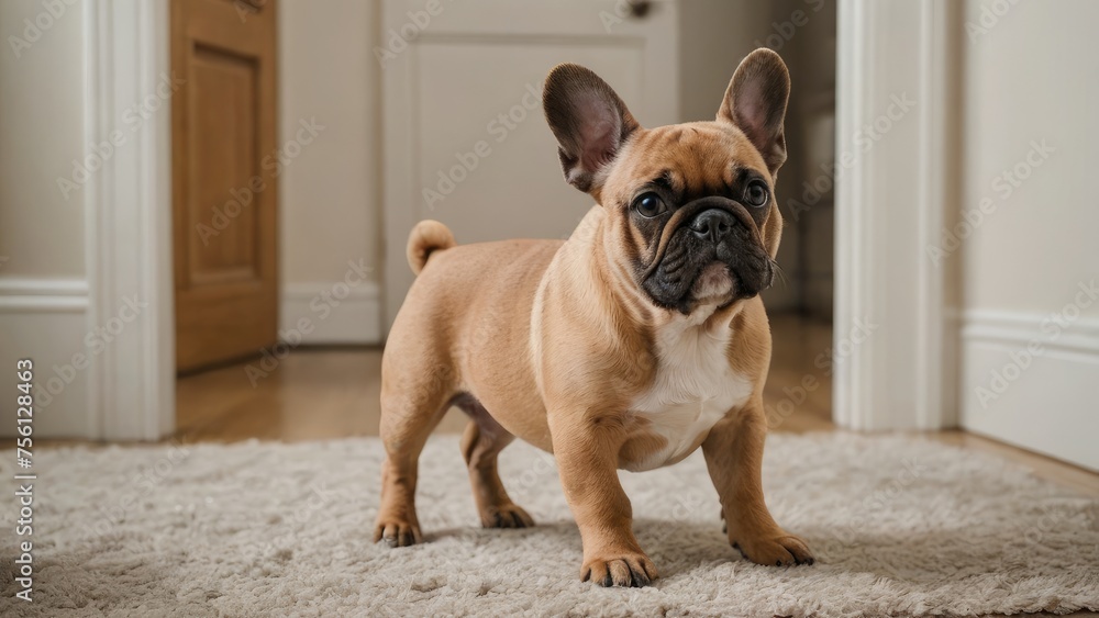 Fawn french bulldog in the living room