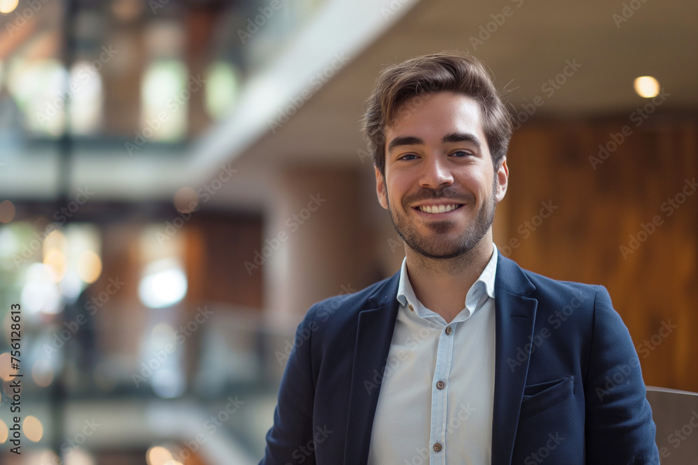 portrait of successful businessman consultant looking at camera and smiling inside modern office building portrait of successful businessman consultant looking at camera and smiling inside modern office building