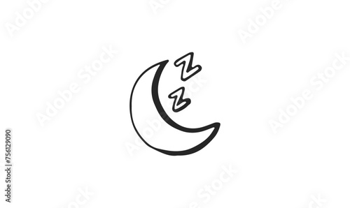 night sleep moon silhouette vector, night sleep doodle crescent with sleeping sound, moon sleeping icon, moon sleeping symbol,  night moon sleeping logo, night moon sleeping illustration vector,
