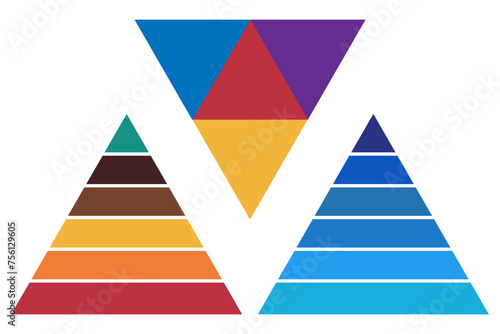 Pyramid chart geometry infographics diagram shape in mathematics vector.