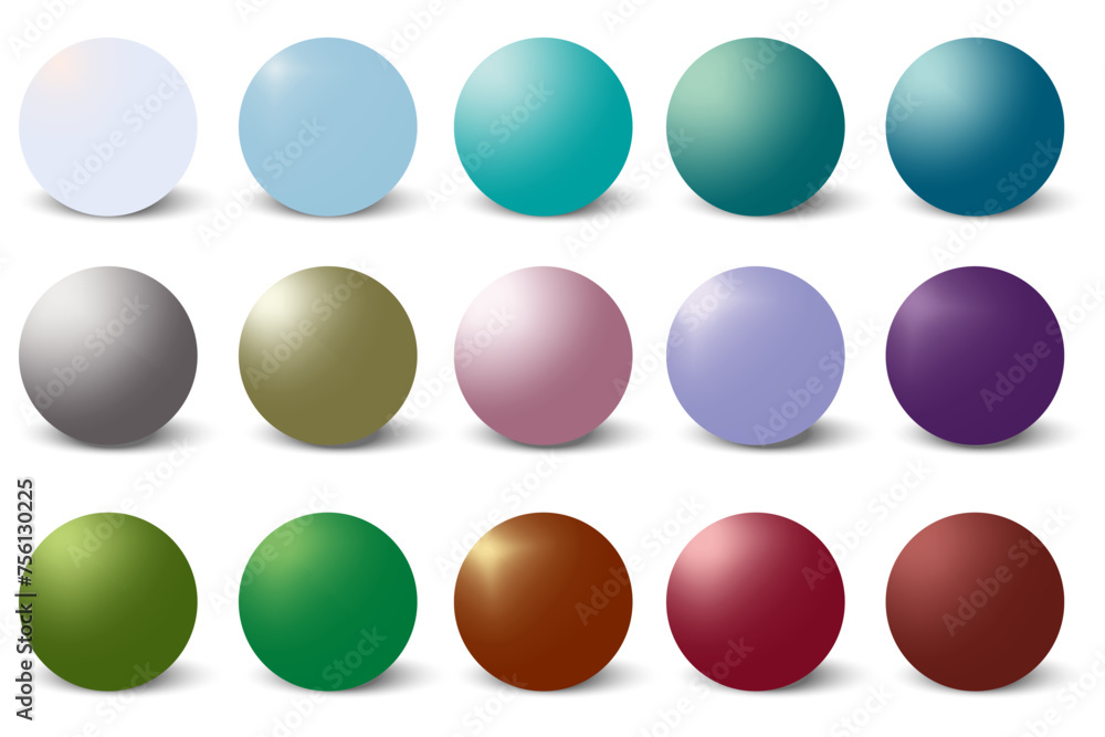 Assorted Color Spheres with Shadows. EPS 10.