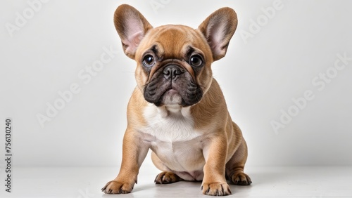 Fawn french bulldog on grey background © QuoDesign