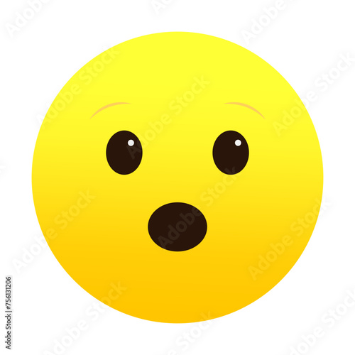 Surprised face emoji shock. Wide-eyed amazement expression. Astonishment emoticon reaction. Vector illustration. EPS 10.
