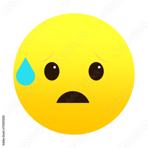 Tired emoji sweat drop. Hard work stress symbol. Exhausted emoticon effort. Vector illustration. EPS 10.
