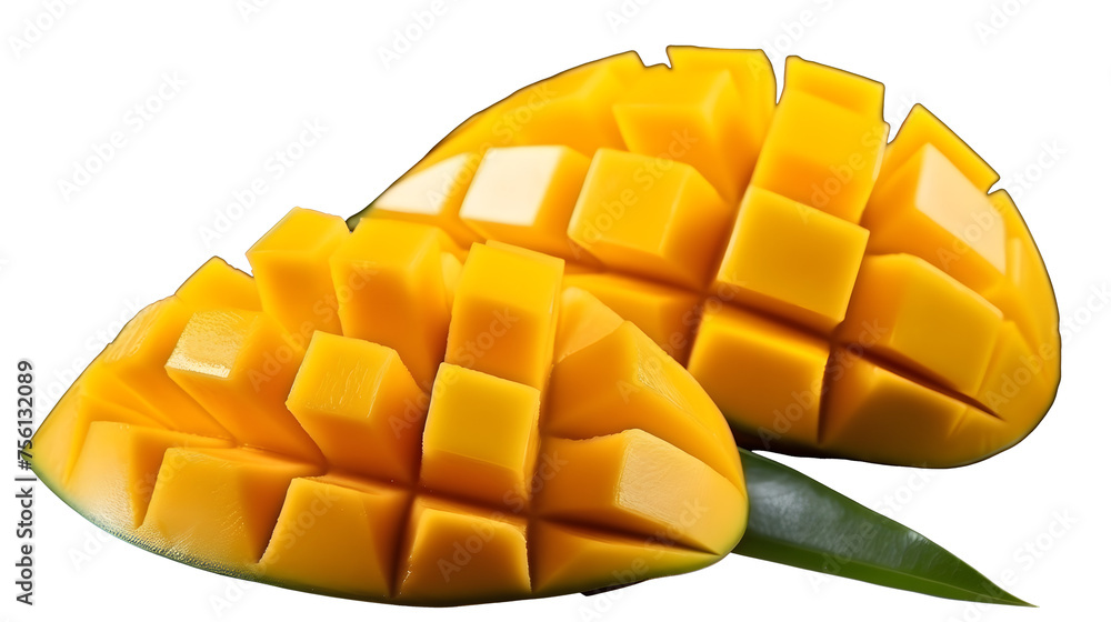sliced mango isolated on white background, png