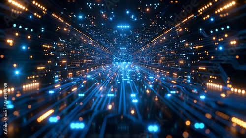 Wallpaper Mural Abstract technology background in futuristic digital electronic circuit board. Concept of computer communication connection design tech, chip hardware business industry, integrated innovation network. Torontodigital.ca