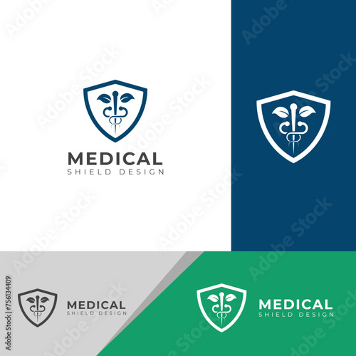 Free Download Creative medical shield vector logo. - GFXLoad