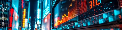 Neon stock exchange rates vibrant heartbeat of the economy photo