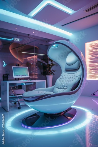 Picture a futuristic tech startup office where innovative workspaces foster creativity and cutting-edge gadgets are the norm
