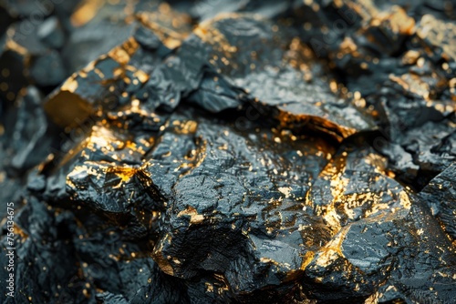 Precious gold ore discovered the shimmer of untold riches close up