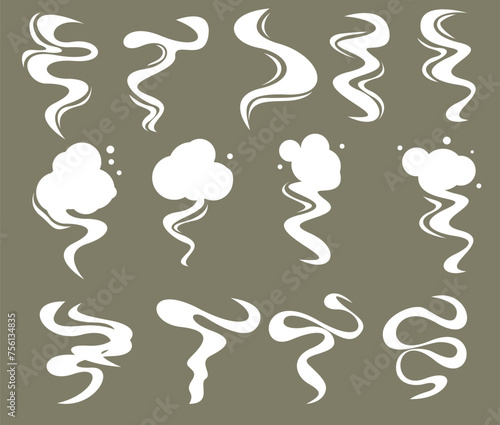 Vector cartoon smoke effects for food and tea steam