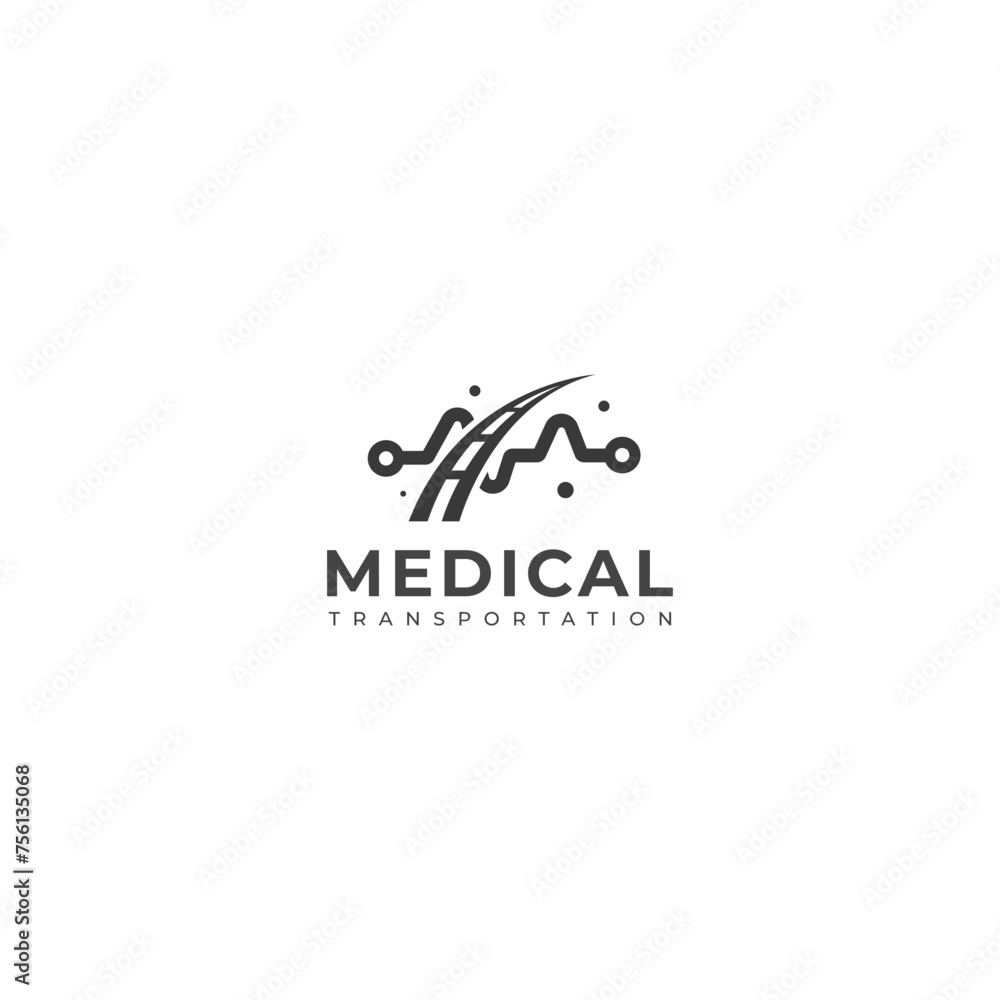 Creative medical transportation vector logo. - obrazy, fototapety, plakaty 