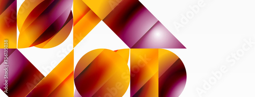 Serene gradient template. Circles and triangles mingle in minimalist perfection. Gentle fusion of forms and hues creates balanced yet captivating backdrop, embodying modern sophistication
