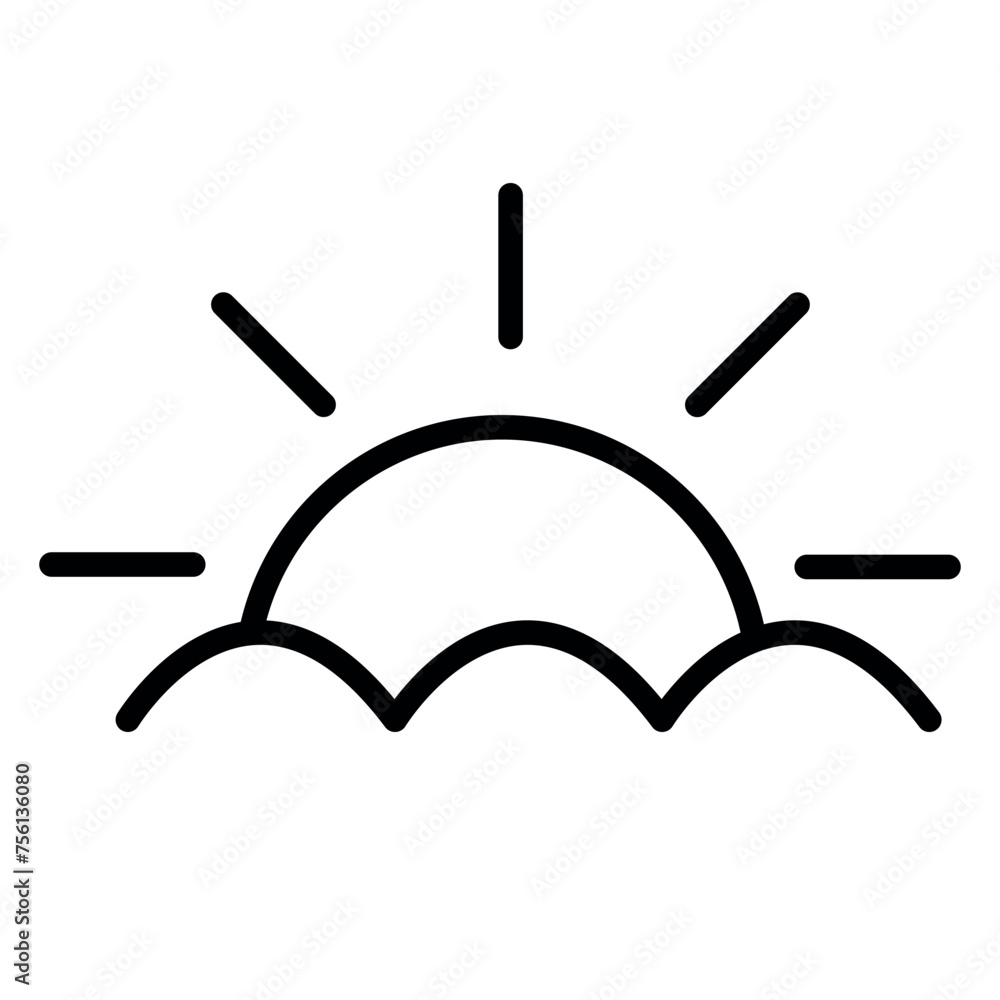 Summer sun icon vector, outline style summer sun vector in trendy flat style illustration isolated on white background. Summer sun icon vector, outline style summer sun vector in trendy flat style illustration isolated on white background.