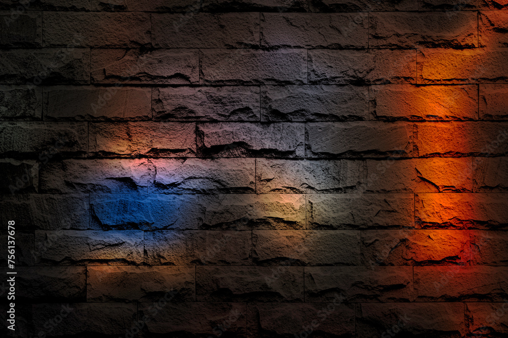 Fototapeta premium colourful spotlight on brick wall