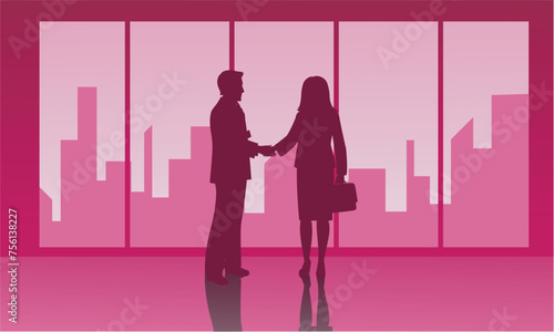 business handshake of people one of which is a man and a woman