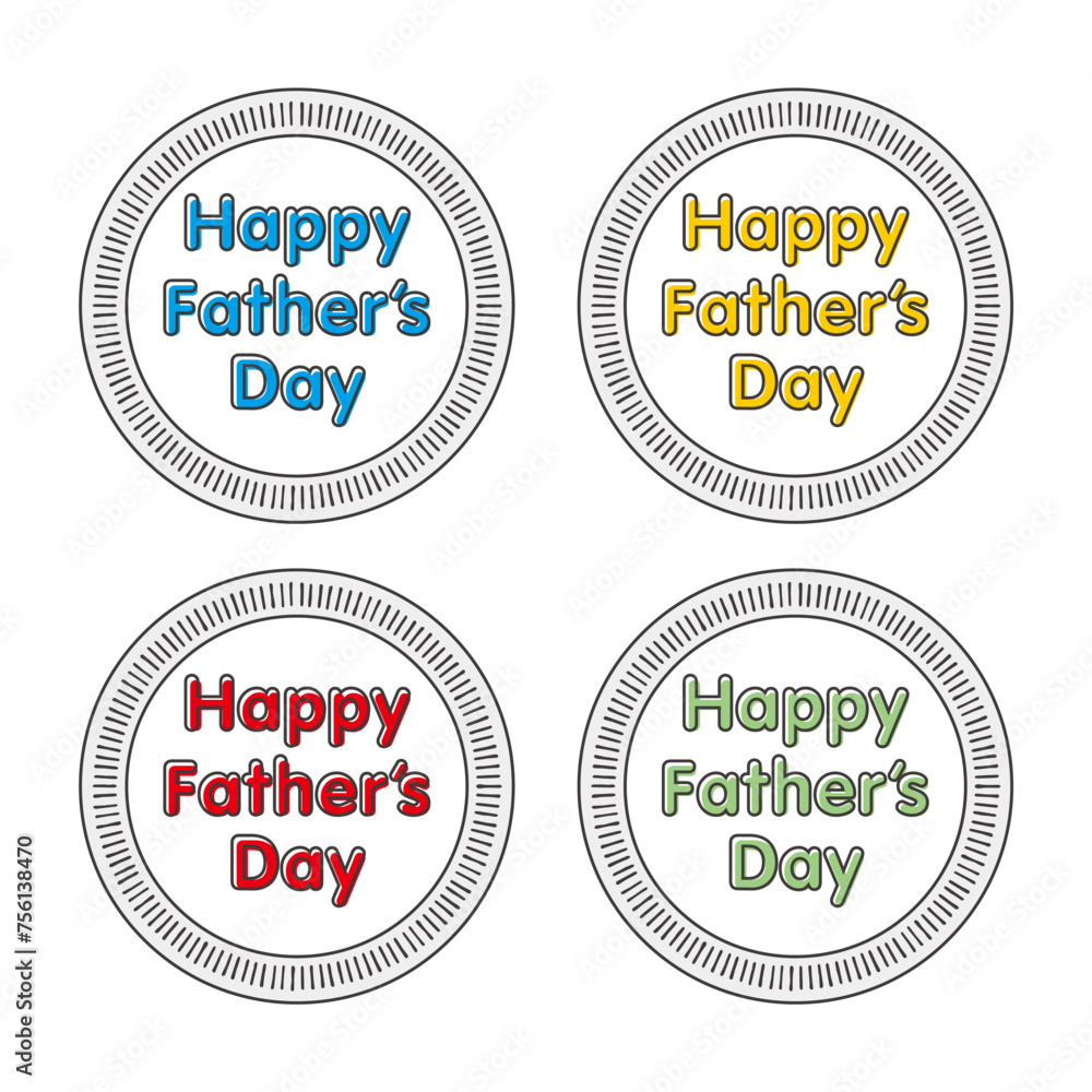 Obraz premium 父の日のポップなロゴと円フレームのセット