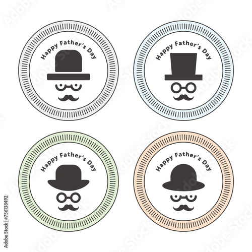 父の日の紳士のシルエットと円フレームのセット