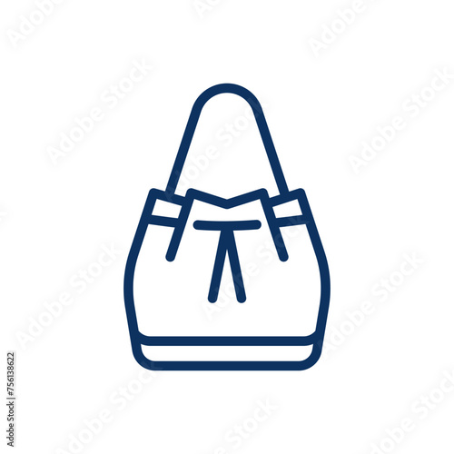 Drawstring Bag Icon. Vector Isolated Line Art Illustration with Editable Stroke of Cinch Gym bag or Sport Sack in Modern Casual Minimal Design.