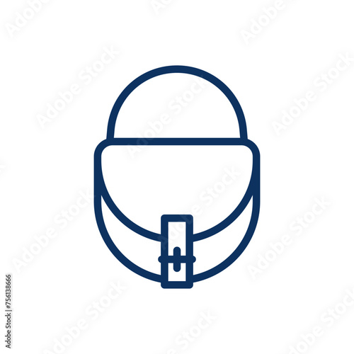 Saddle Bag Icon. Vector Isolated Line Art Illustration with Editable Stroke of Women's Stylish Saddlebag Handbag in Modern Casual Minimal Design.